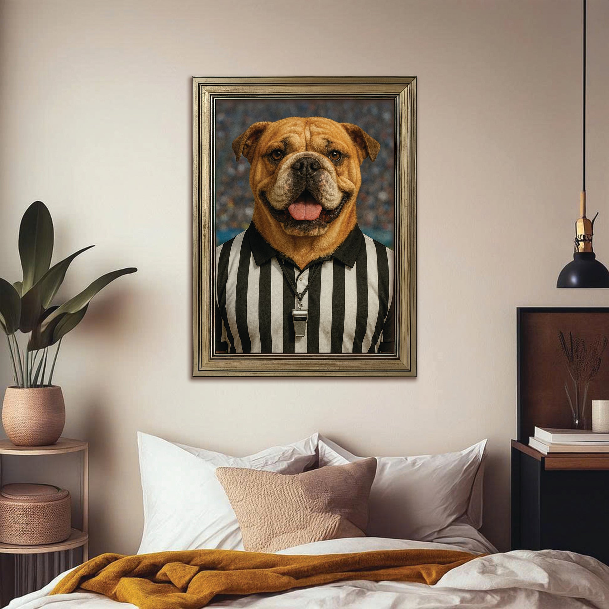Custom Photo Referee Dog Canvas Framed Wall Art Gift For Dog Lovers