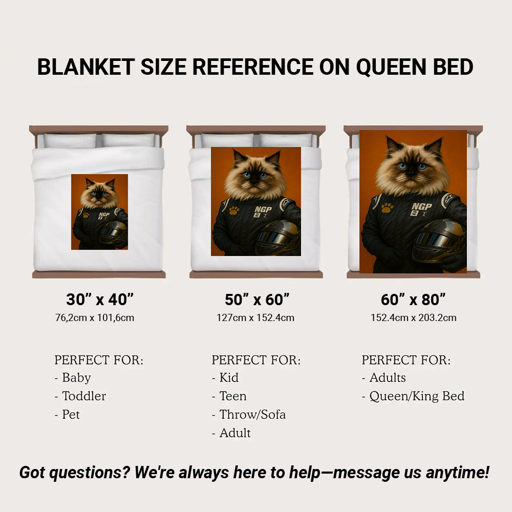 Custom Photo Cat Racer Blanket Gift For Cat Lovers