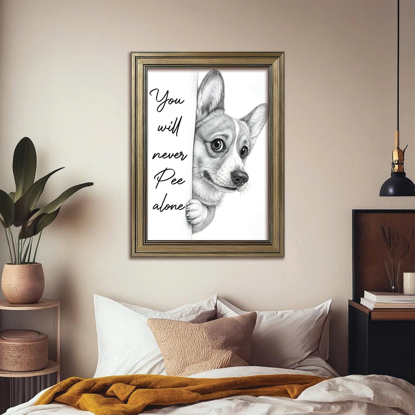 Custom Photo Dog Breed Bathroom Canvas Framed Wall Art Gift For Dog Lovers