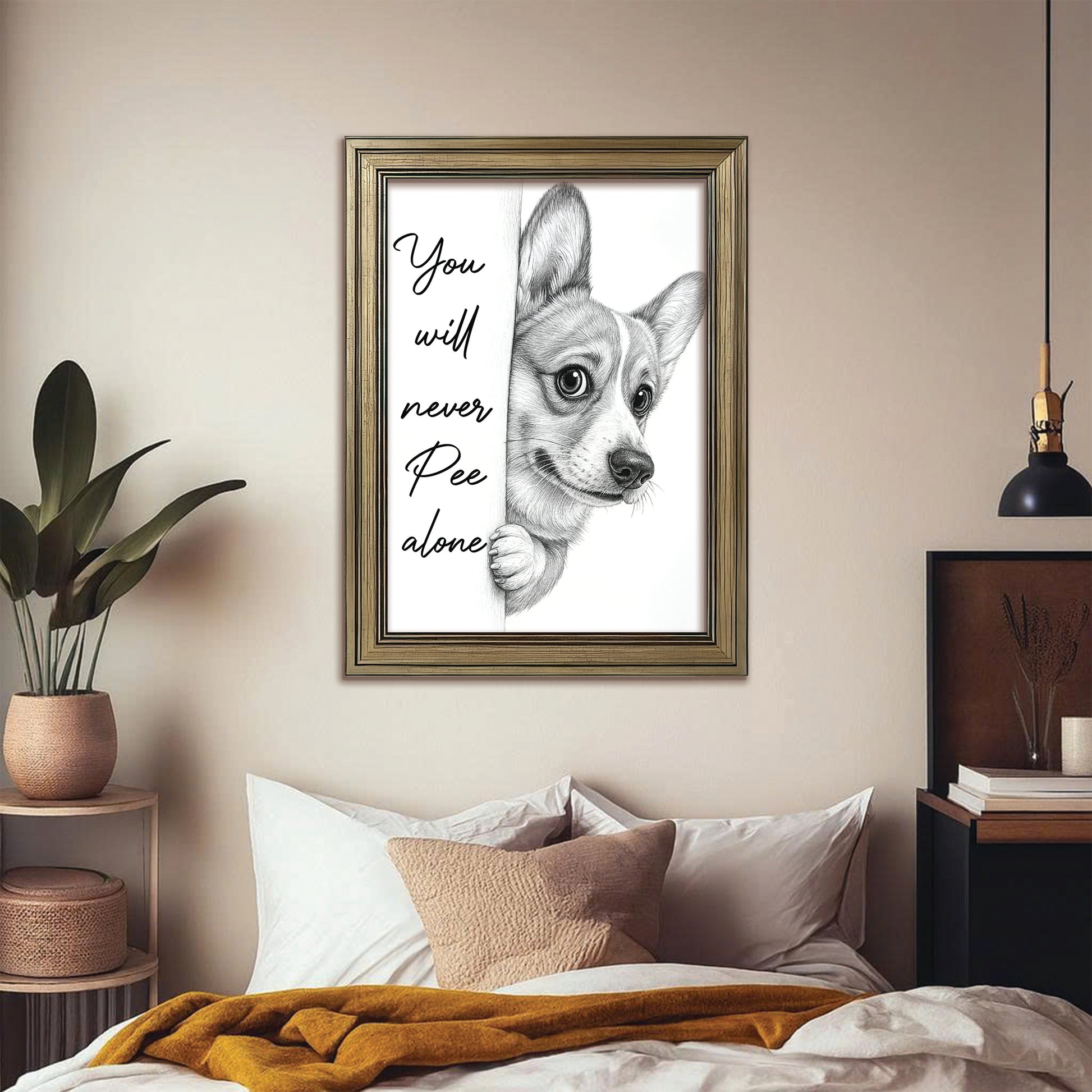 Custom Photo Dog Breed Bathroom Canvas Framed Wall Art Gift For Dog Lovers