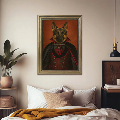 Custom Photo Vampire Dog Canvas Framed Wall Art Gift For Dog Lovers