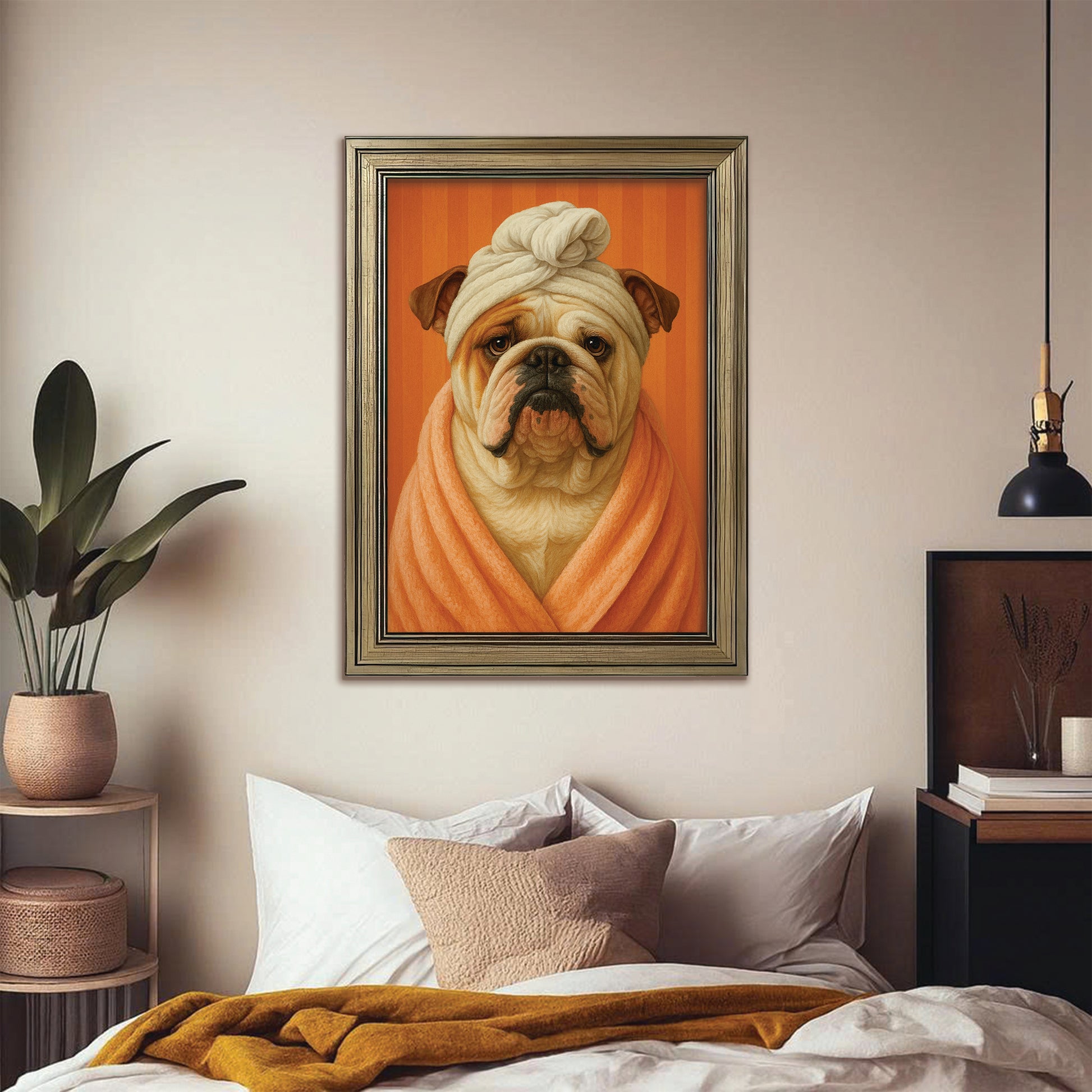 Custom Photo Dog Bathroom Style 17 Canvas Framed Wall Art Gift For Dog Lovers