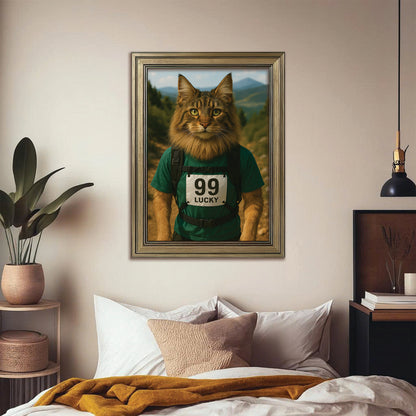 Custom Photo Trail Runner Cat Canvas Framed Wall Art Gift For Cat Lovers