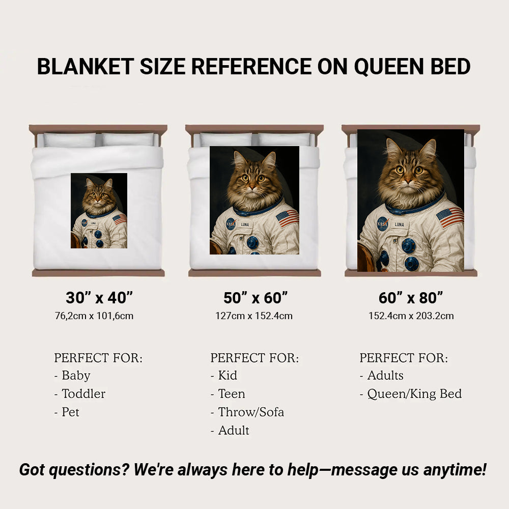 Custom Photo Cat Astronaut Blanket _ Gift For Cat Lovers