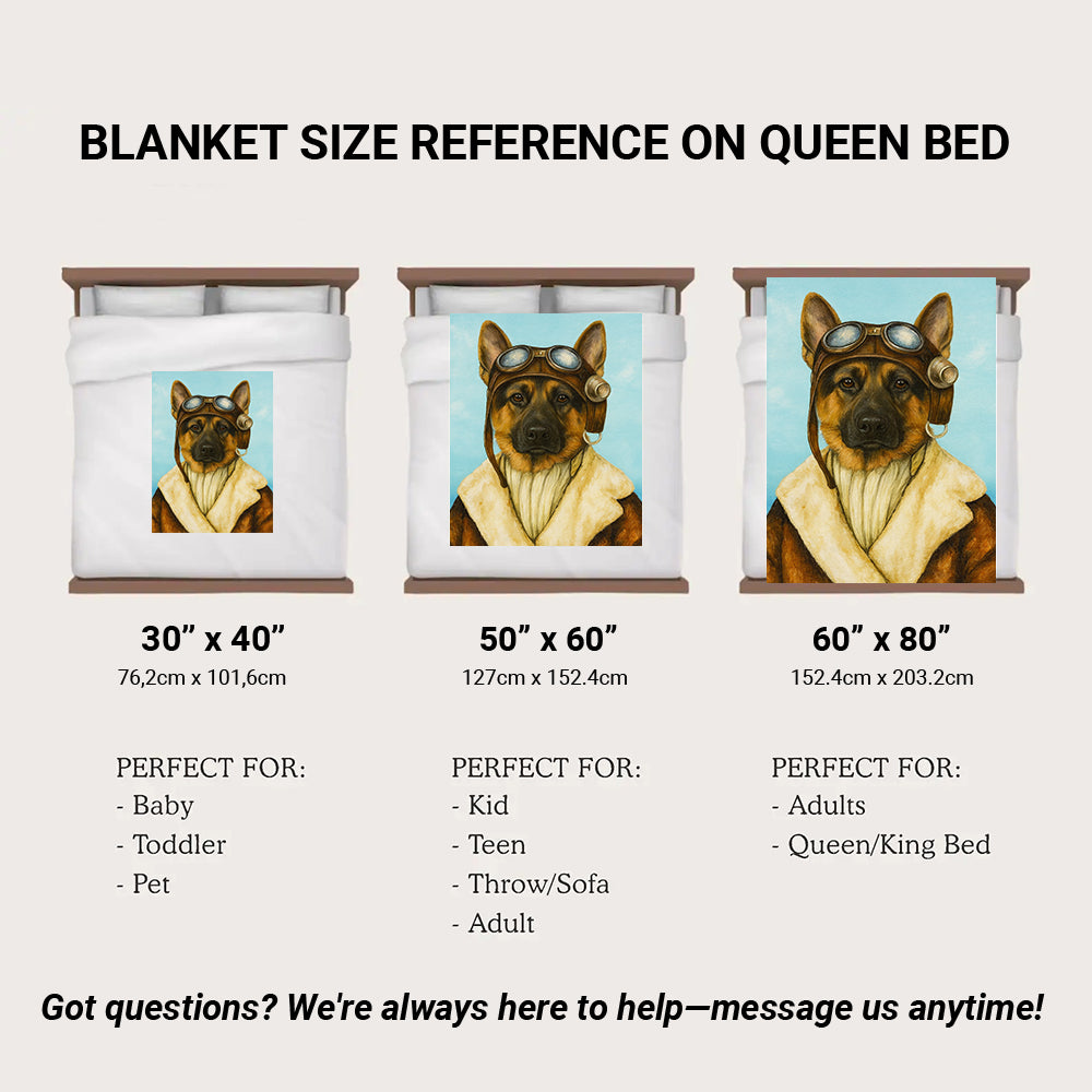 Custom Photo Portrait Pilot BlanketGift For Dog Lovers