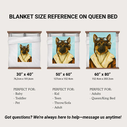 Custom Photo Portrait Pilot BlanketGift For Dog Lovers