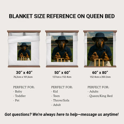 Custom Photo Cricket Player Dog BlanketGift For Dog Lovers