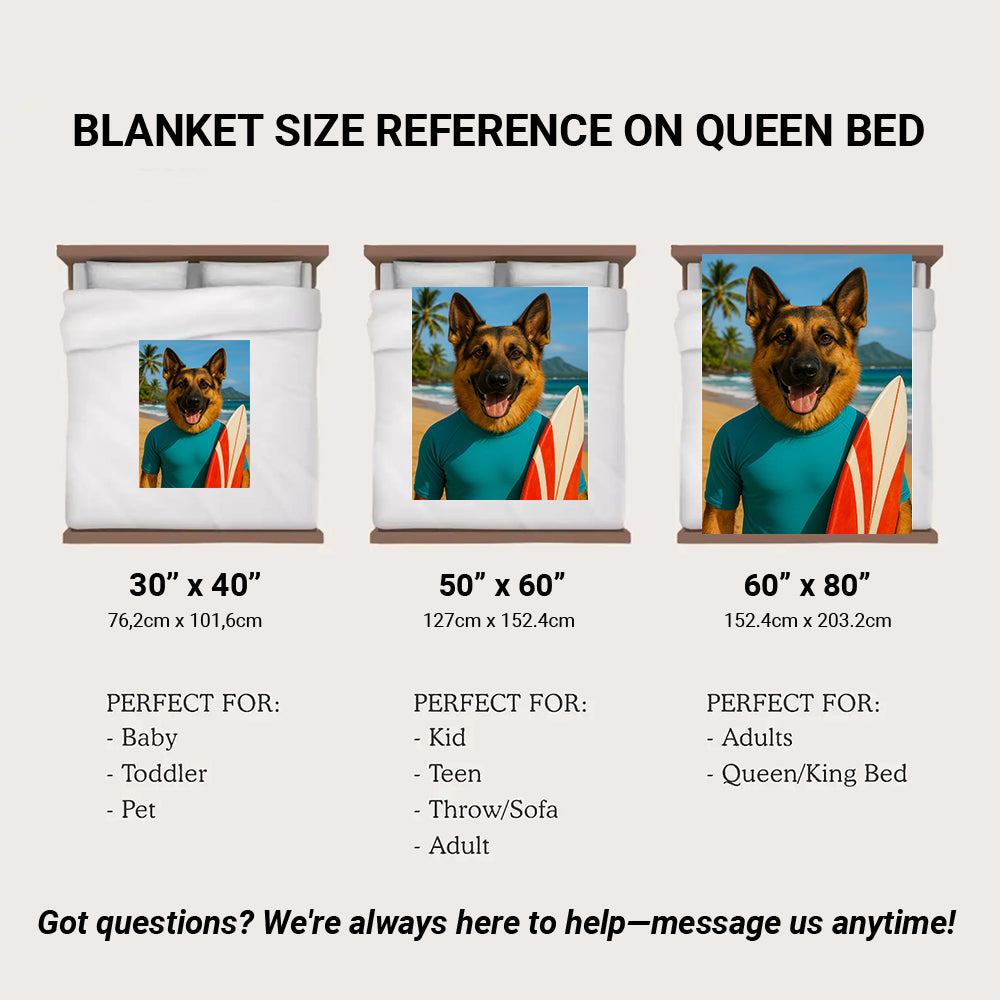 Custom Photo Surfer Beach Dog BlanketGift For Dog Lovers