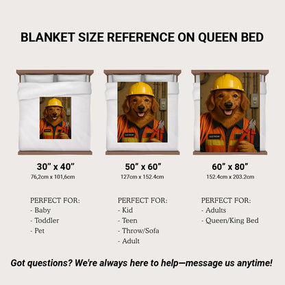Custom Photo Electrician Dog BlanketGift For Dog Lovers
