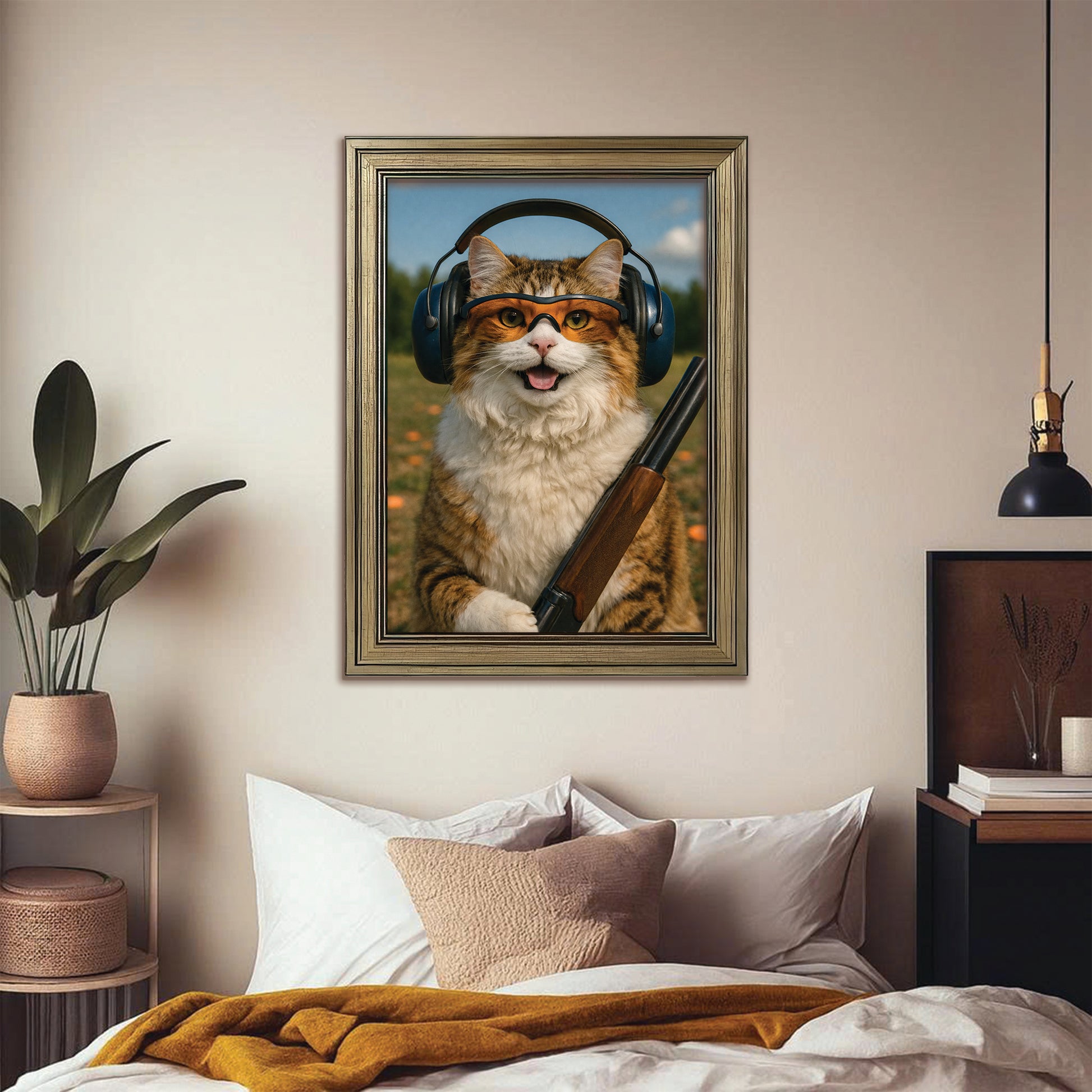 Custom Photo Lacrosse Cat Canvas Framed Wall Art  Gift For Cat Lovers