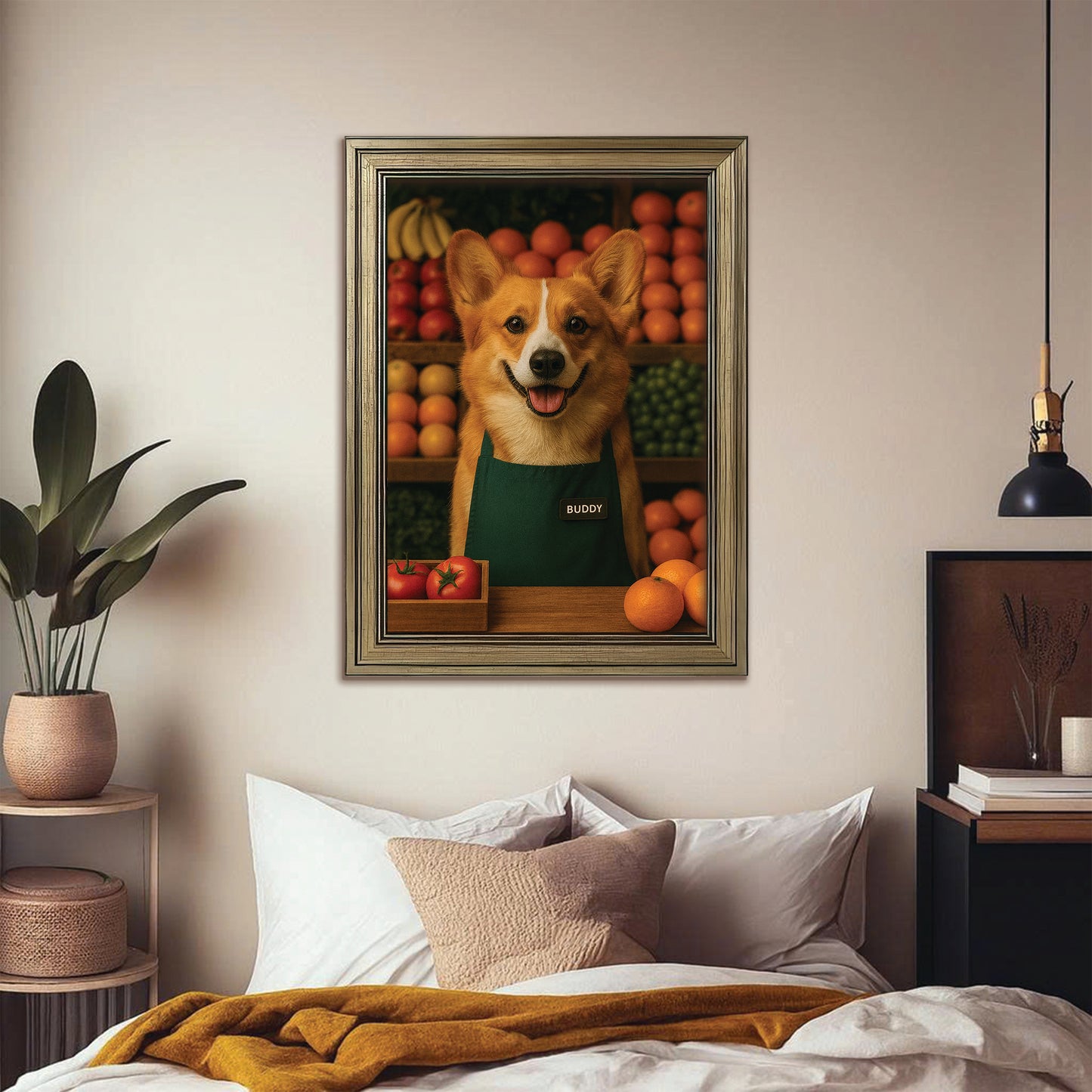 Custom Photo Grocer Store Dog Canvas Framed Wall Art Gift For Dog Lovers