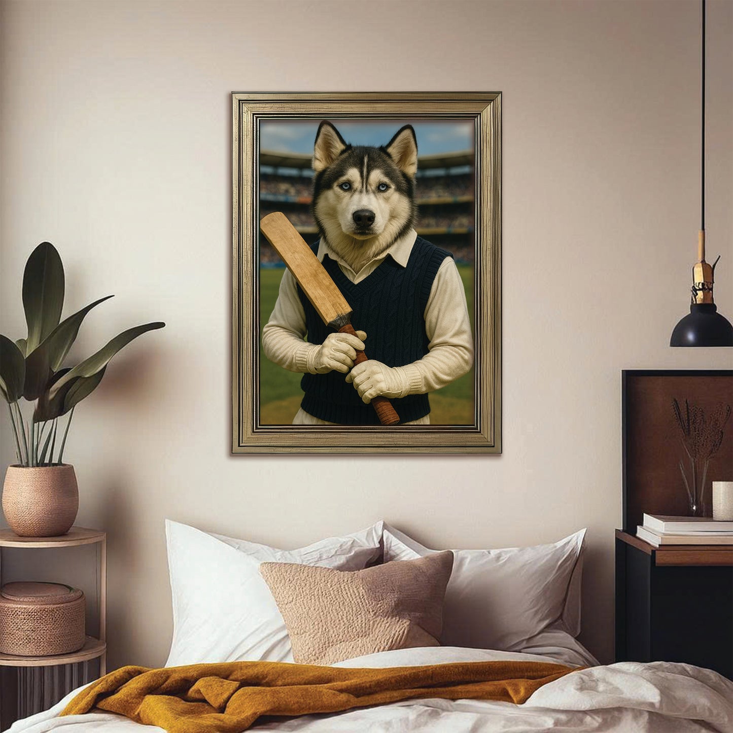 Custom Photo Cricket Dog Canvas Framed Wall Art Gift For Dog Lovers