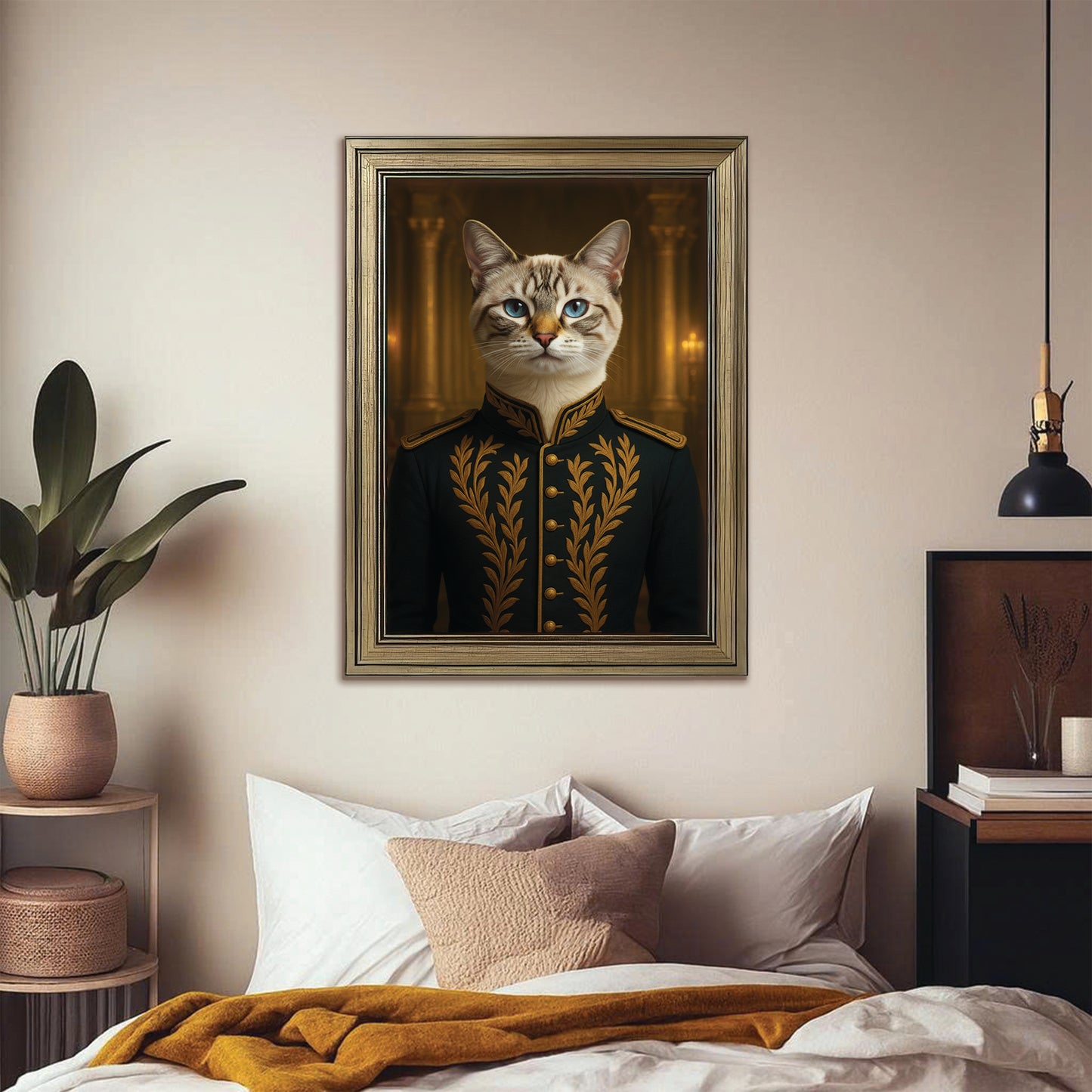 Custom Photo Cat Royal Style 10 Canvas Framed Wall Art Gift For Cat Lovers