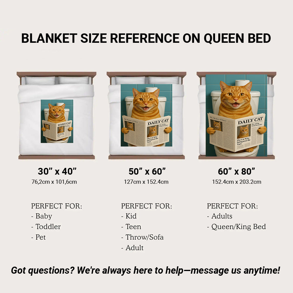 Custom Photo Cat Toilet Bathroom Blanket Wall Art