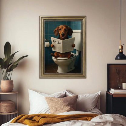 Custom Photo Dog Bathroom Style 7 Canvas Framed Wall Art Gift For Dog Lovers