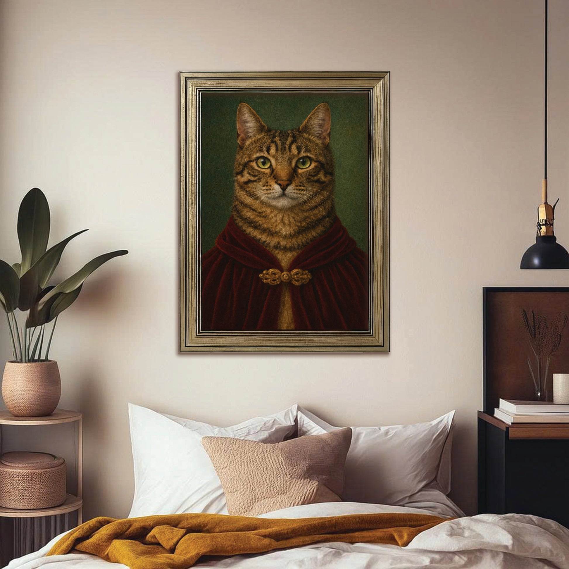 Custom Photo Cat Royal Style 08 Canvas Framed Wall Art Gift For Cat Lovers