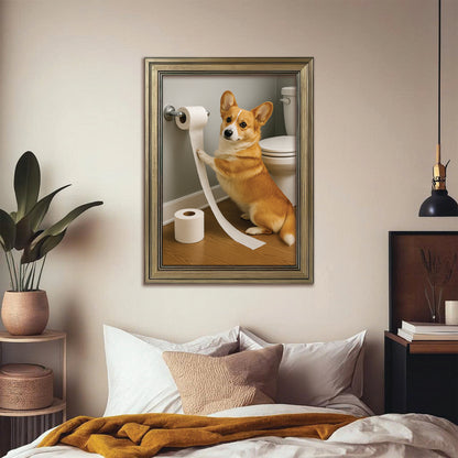 Custom Photo Dog Bathroom Style 18 Canvas Framed Wall Art Gift For Canvas Framed Wall Art