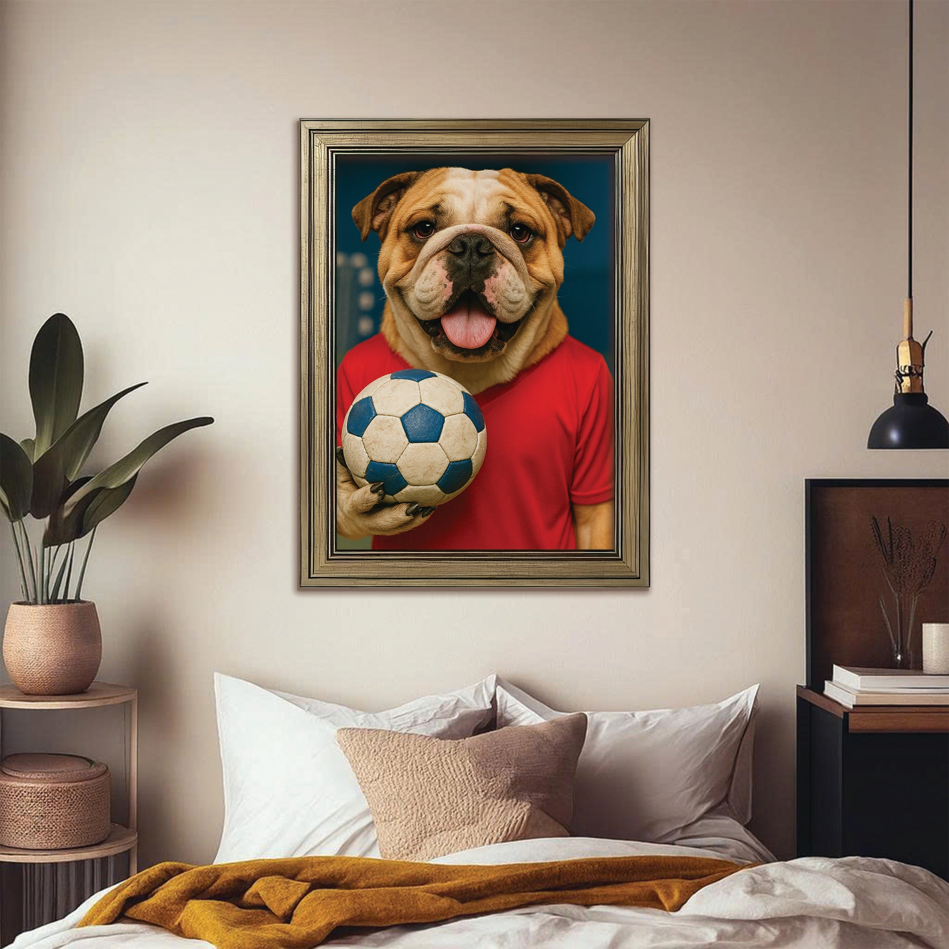 Custom Photo Handball Dog Canvas Framed Wall Art