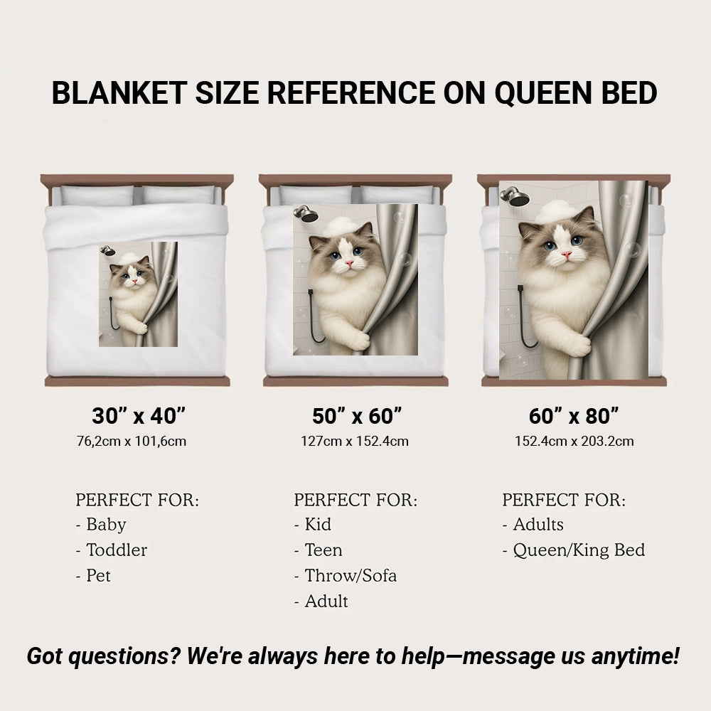 Custom Cat Photo Cat  In Bathroom Blanket Gift For Cat Lovers