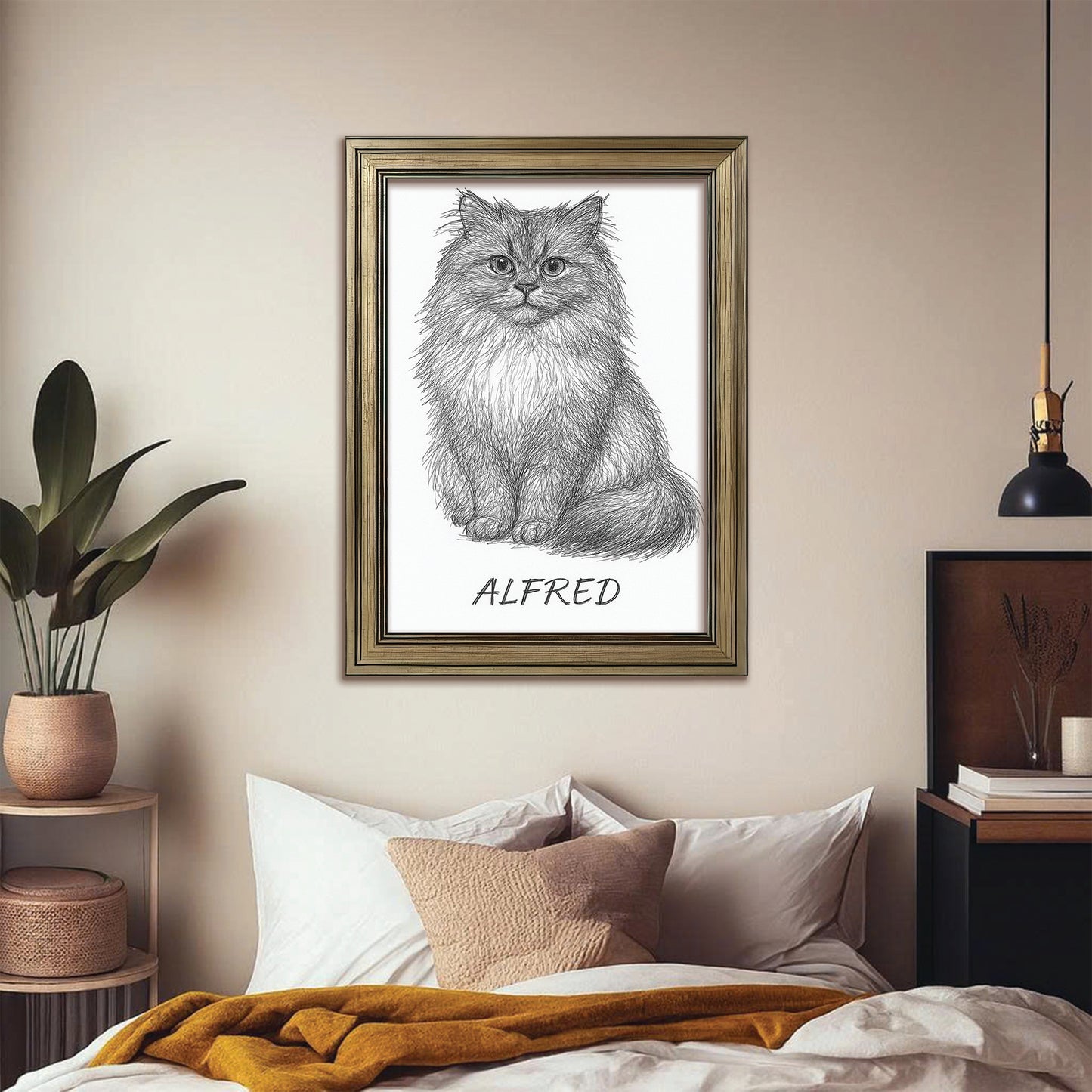 Custom Photo Cat Pencil Art