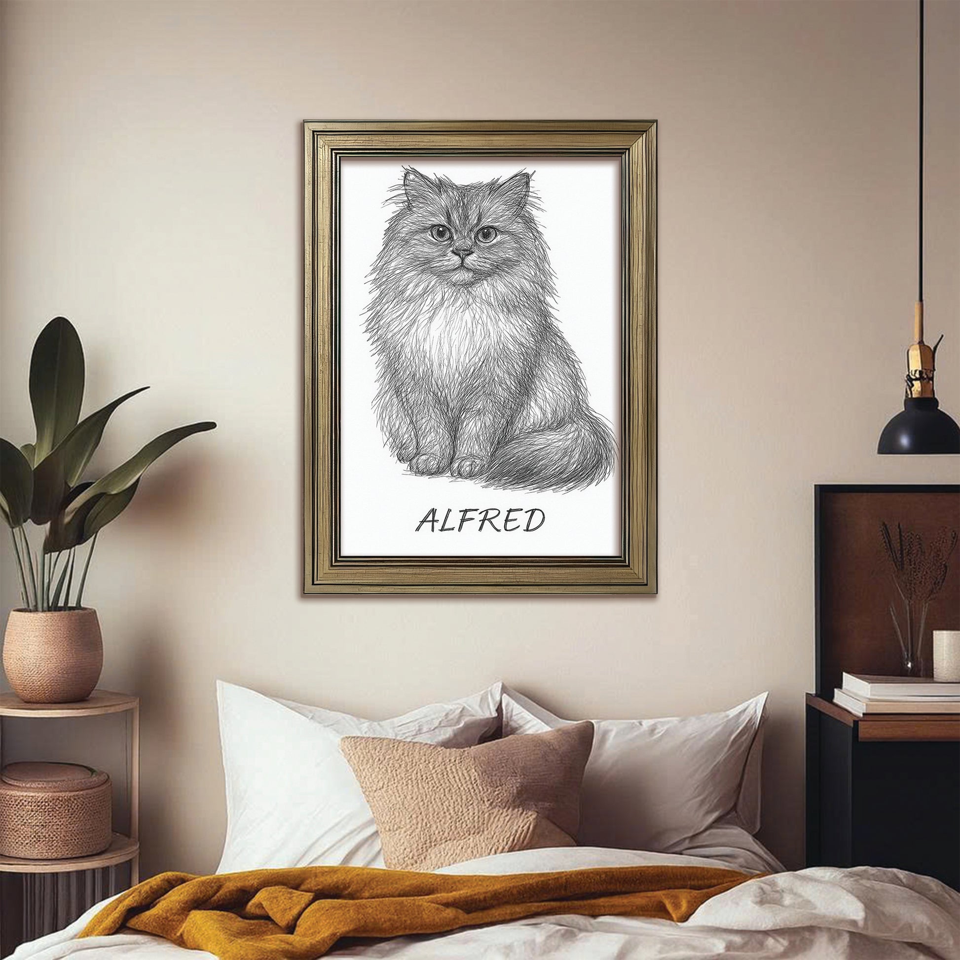 Custom Photo Cat Pencil Art