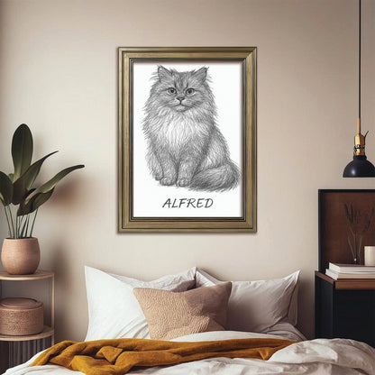 Custom Photo Cat Pencil Art