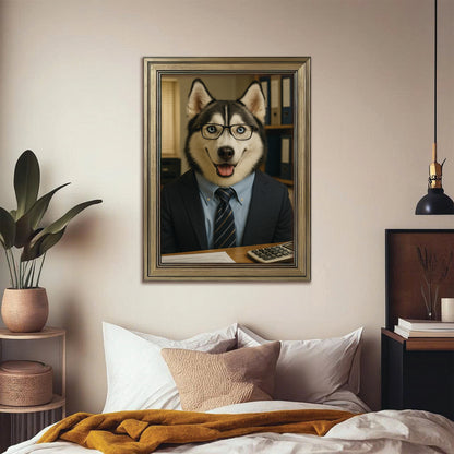 Custom Photo Accountant Dog Canvas Framed Wall Art Gift For Dog Lovers