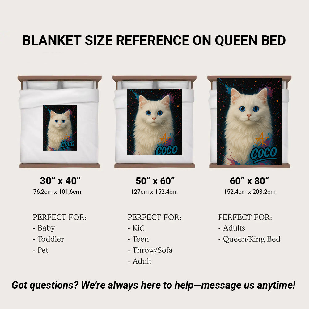 Custom Cat Pet Portrait Contemporary Blanket
