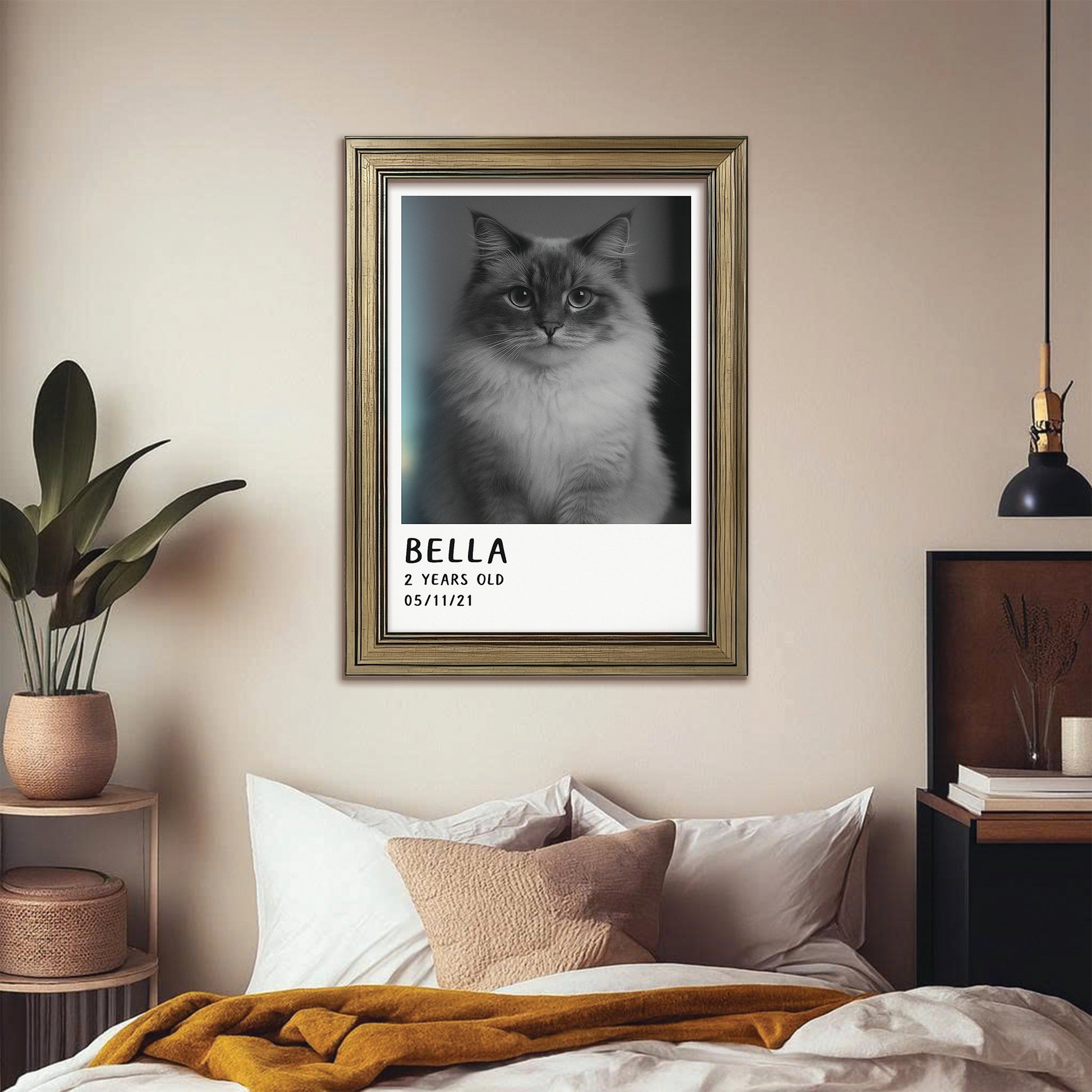 Custom Photo Polaroid Film Canvas Framed Wall Art Gift For Cat Lovers