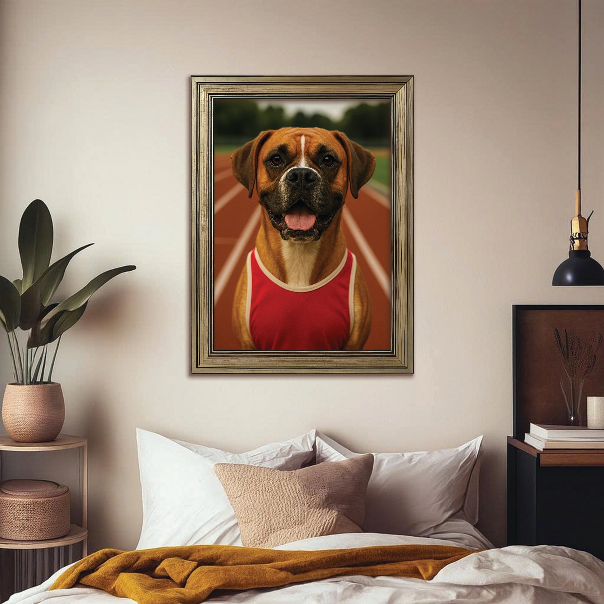 Custom Photo Runner Dog Canvas Framed Wall Art Gift For Dog Lovers