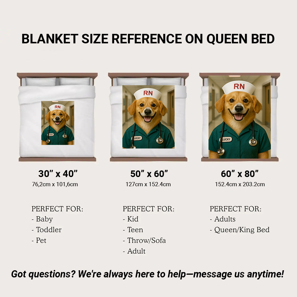 Custom Photo Registed Nurse Dog BlanketGift For Dog Lovers