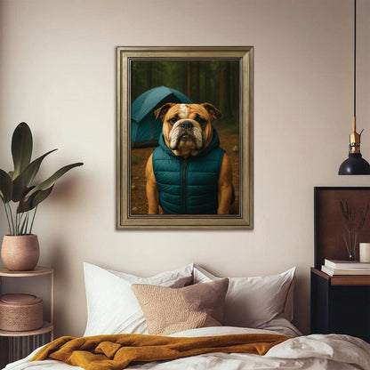 Custom Photo Dog Camping Canvas Framed Wall Art Gift For Dog Lovers
