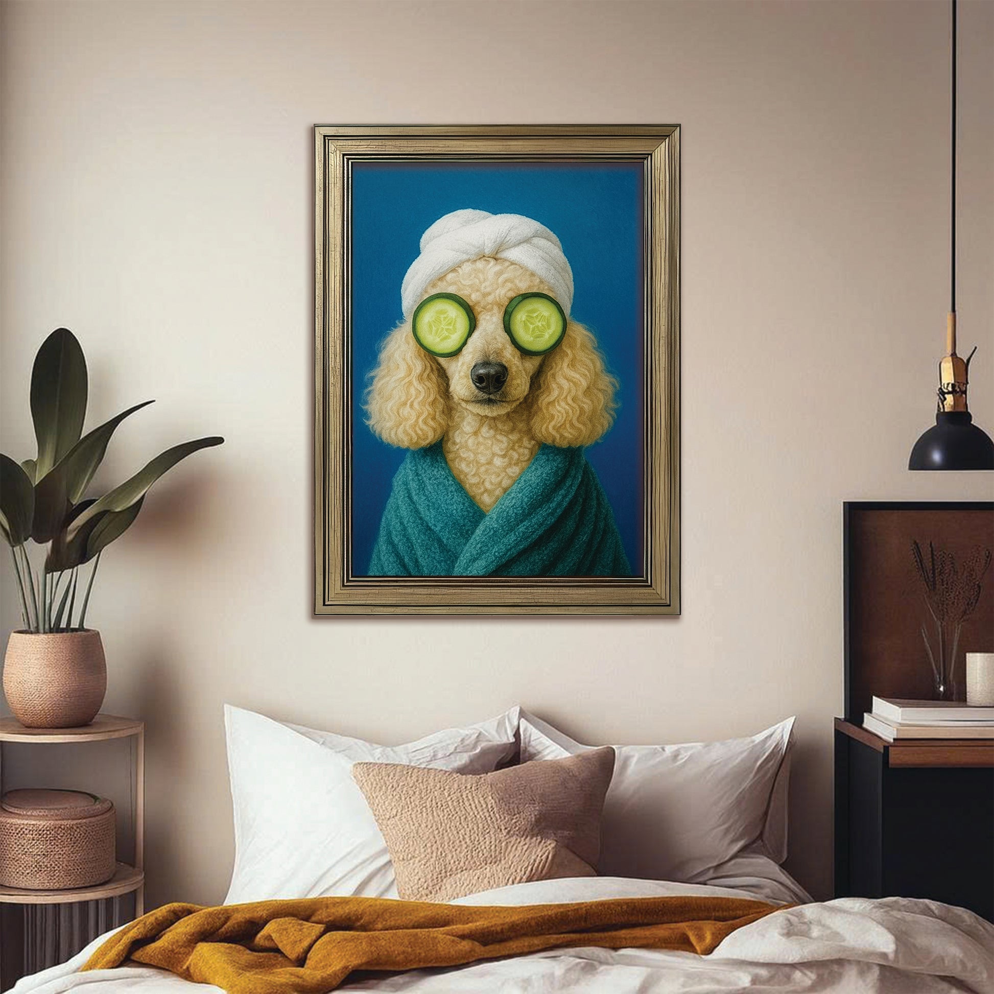 Custom Photo Dog Bathroom Style 21 Canvas Framed Wall Art Gift For Dog Lovers