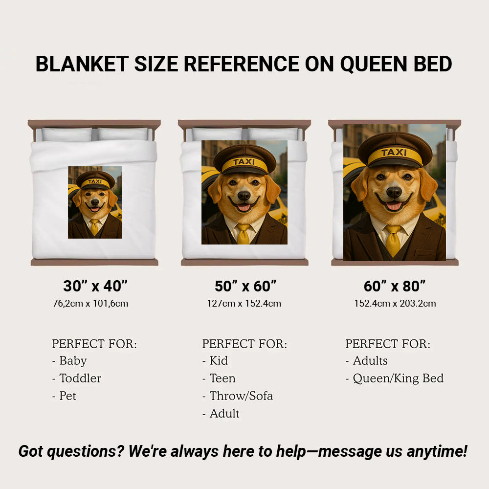 Custom Photo Taxi Driver Dog BlanketGift For Dog Lovers