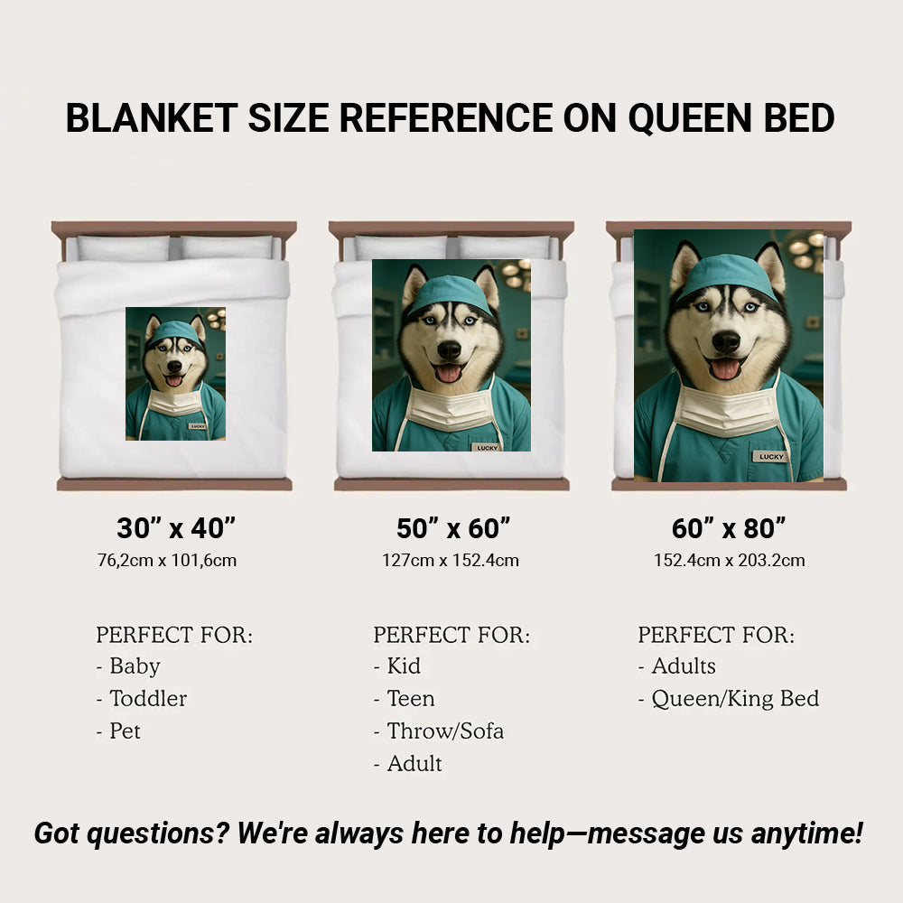 Custom Photo Surgeon Dog BlanketGift For Dog Lovers