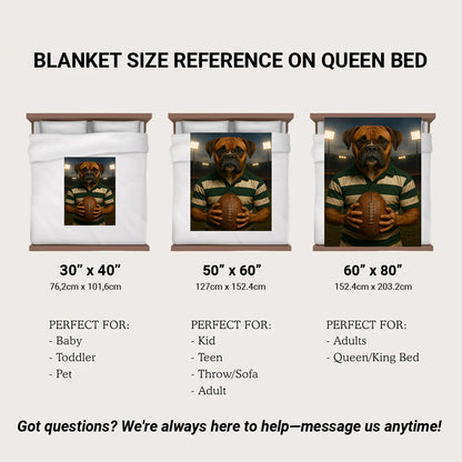 Custom Photo Rugby Player Dog BlanketGift For Dog Lover