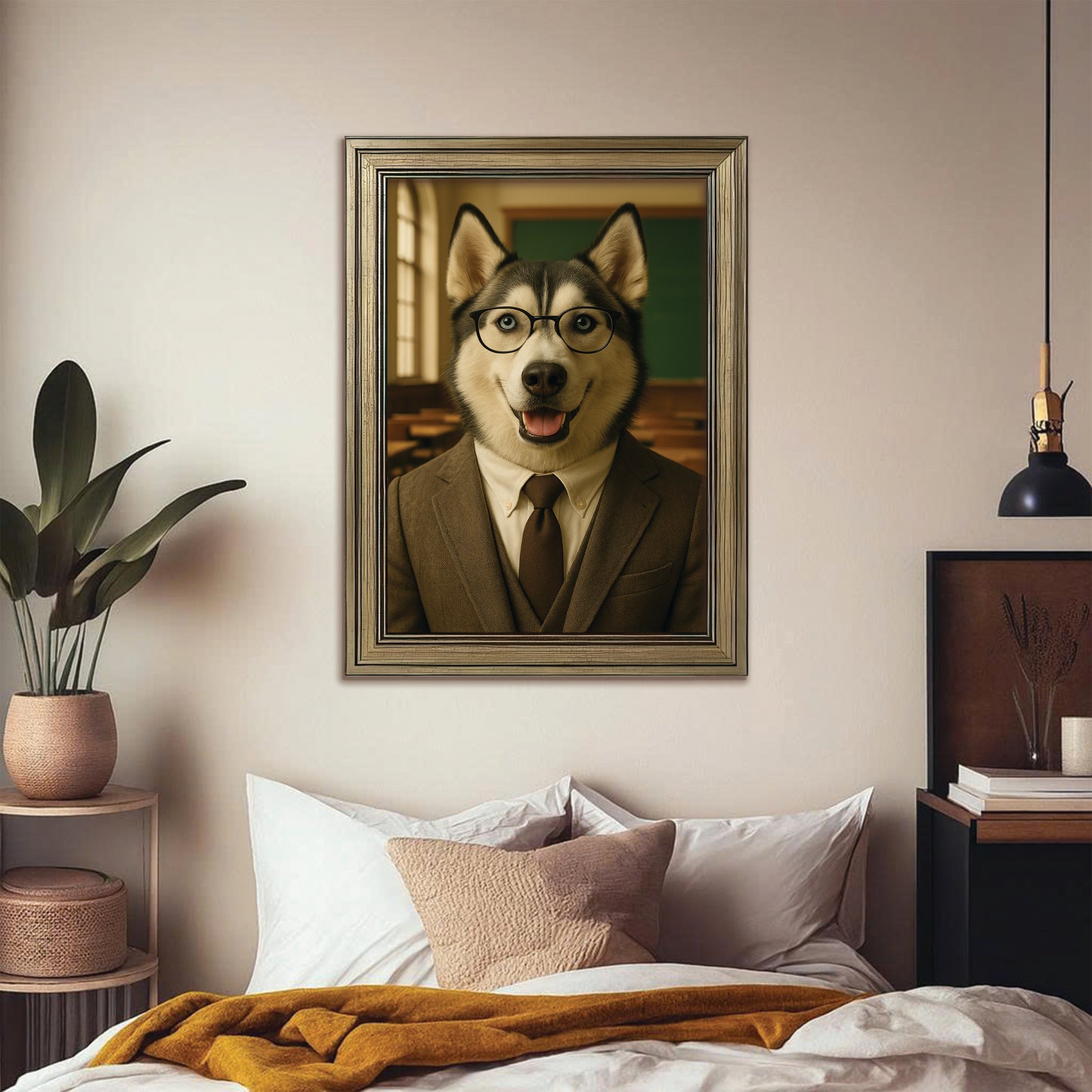 Custom Photo Teacher Dog Canvas Framed Wall Art Gift For Dog Lovers