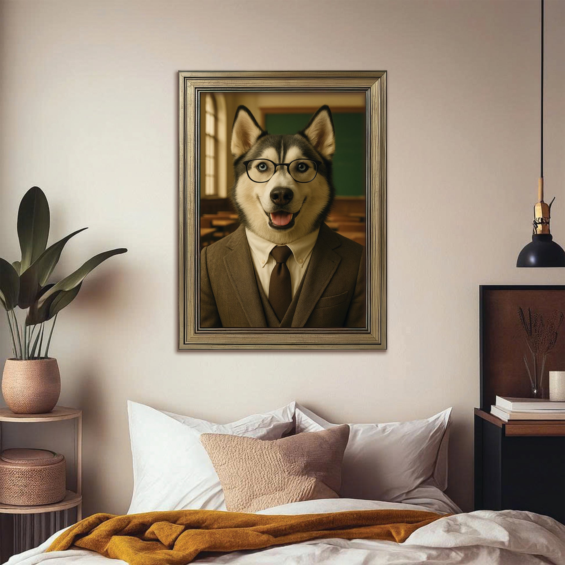 Custom Photo Teacher Dog Canvas Framed Wall Art Gift For Dog Lovers