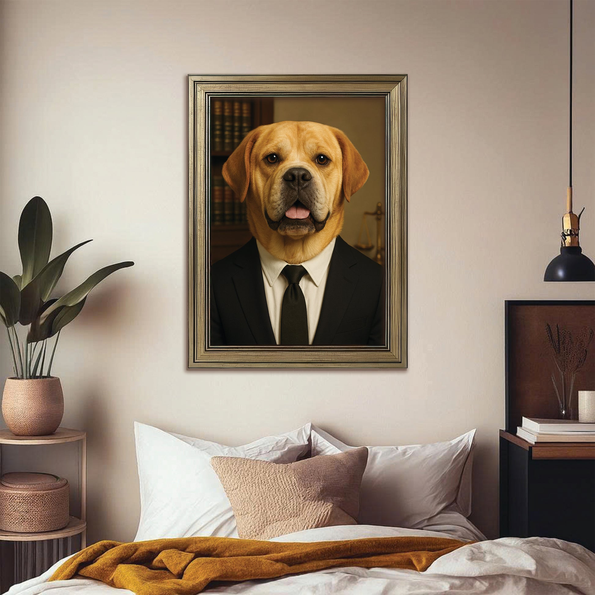 Custom Photo Lawyer Dog Canvas Framed Wall Art Gift For Dog Lovers