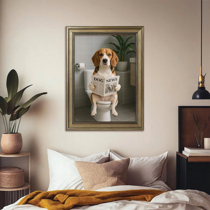 Custom Photo Dog Bathroom Style 4 Canvas Framed Wall Art Gift For Dog Lovers