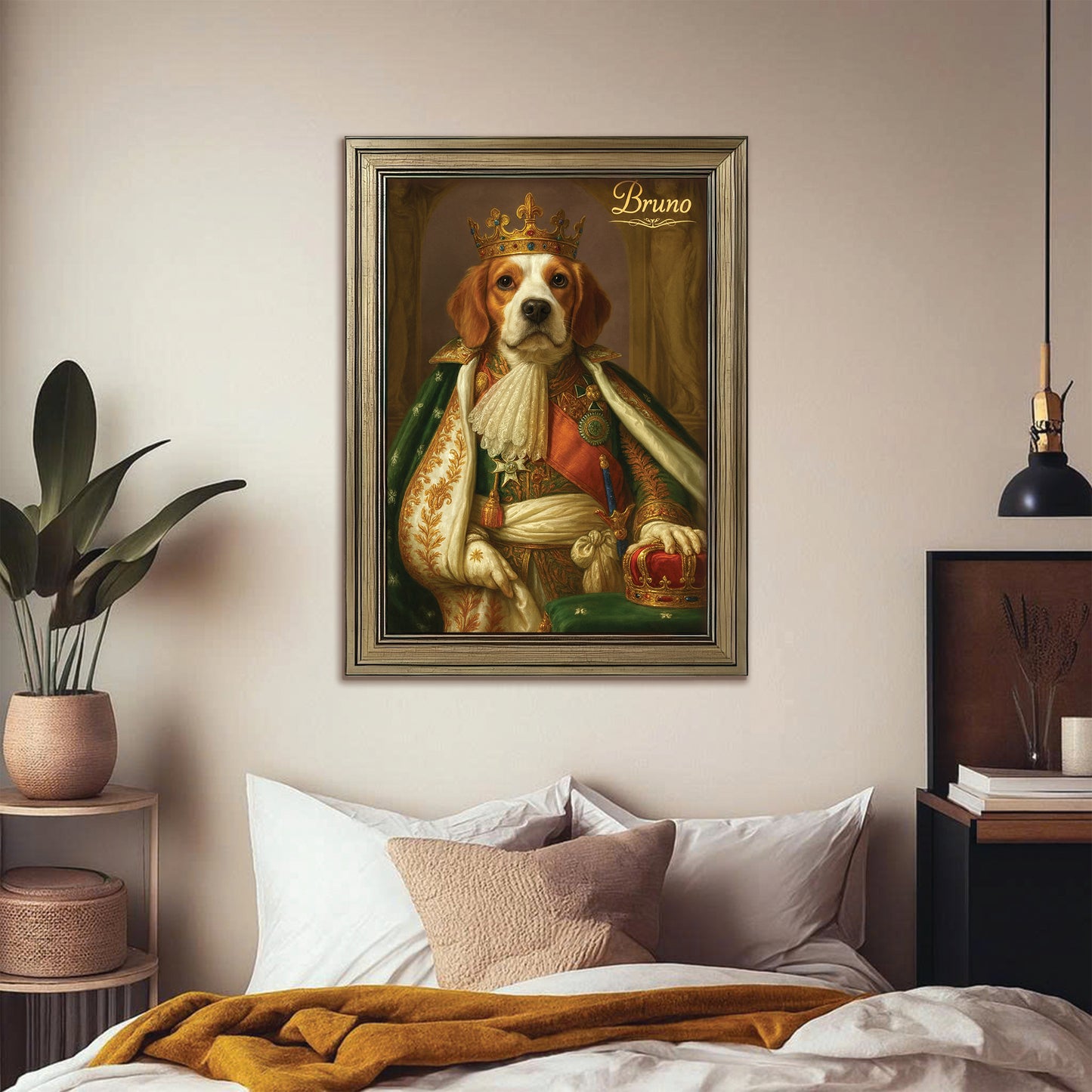 Custom Photo Napoleon Dog Canvas Framed Wall Art Gift For Dog Lovers