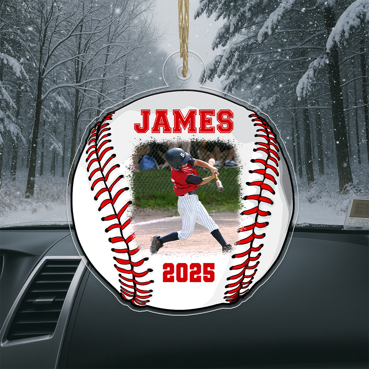 Custom Photo Baseball For Boy Kids Acrylic Ornament Christmas Gift