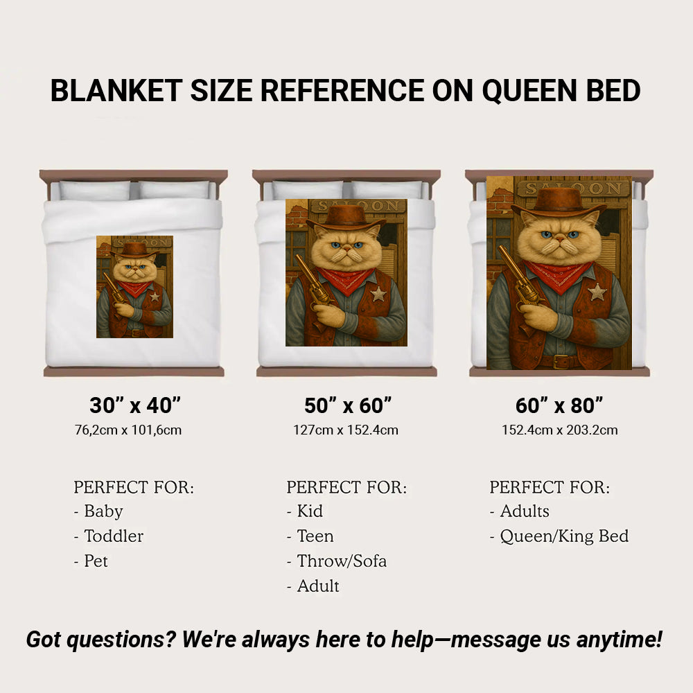Custom Photo Cat Cowboy Blanket