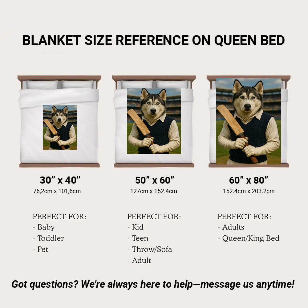 Custom Photo Cricket Dog BlanketGift For Dog Lovers