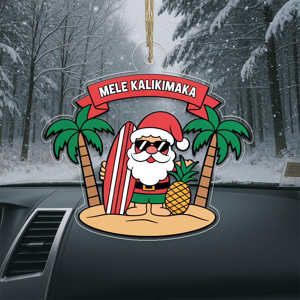 Hawaii Acrylic Ornament Santa Tropical 2