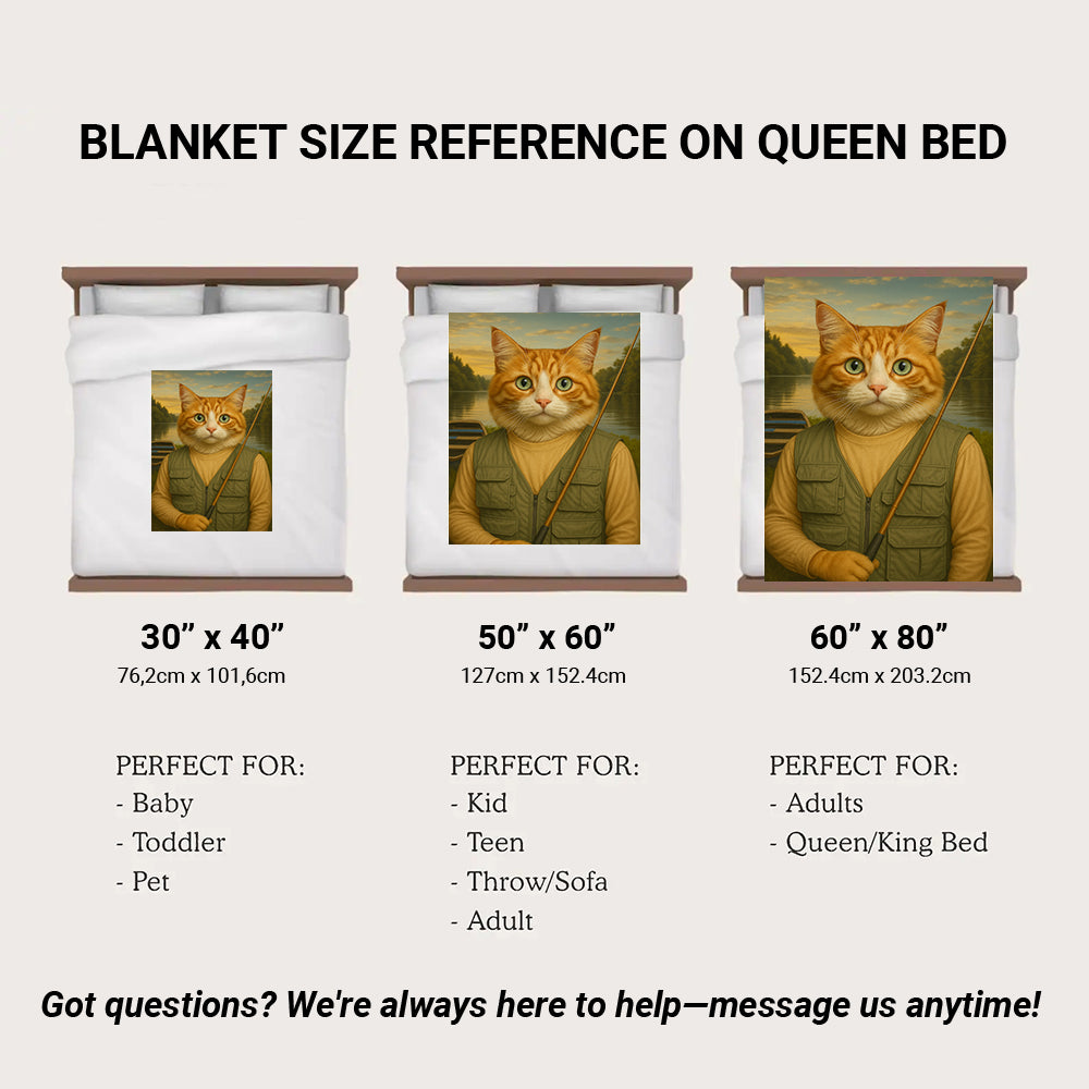 Custom Photo Fisherman Cat Blanket