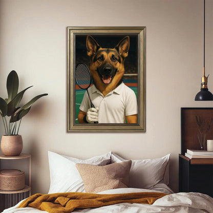 Custom Photo Badminton Dog Canvas Framed Wall Art Gift For Dog Lovers