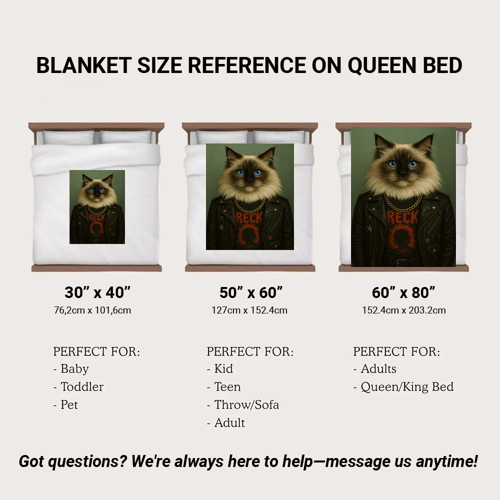 Custom Photo Rock n Roll Cat Blanket _ Gift For Cat Lovers