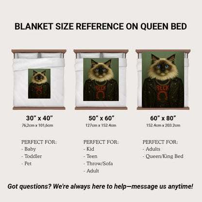 Custom Photo Rock n Roll Cat Blanket _ Gift For Cat Lovers