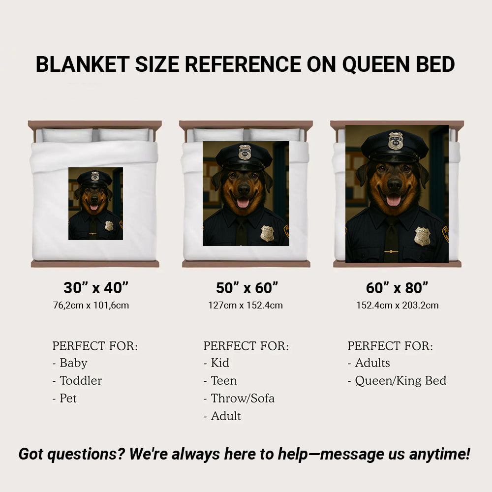 Custom Photo Police Dog BlanketGift For Dog Lovers